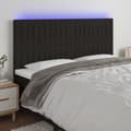 Miniatyrbild 1 av 6: vidaXL Sänggavel LED svart 180x5x118/128 cm tyg