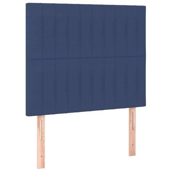 vidaXL sengegavl med LED-lys 100x5x118/128 cm stof blå