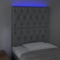 Miniatyrbillede 3 af 6: vidaXL sengegavl med LED-lys 80x7x118/128 cm stof lysegrå