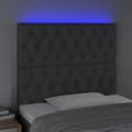 Miniatyrbild 3 av 6: vidaXL Sänggavel LED mörkgrå 100x7x118/128 cm tyg