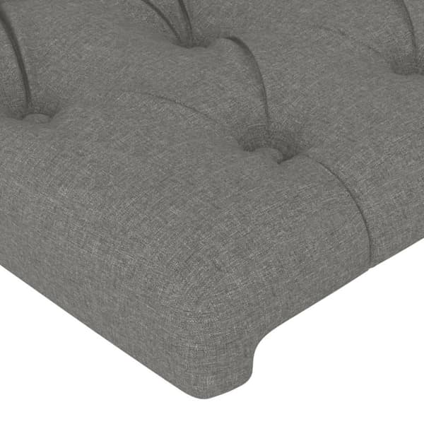 vidaXL Sänggavel LED mörkgrå 100x7x118/128 cm tyg