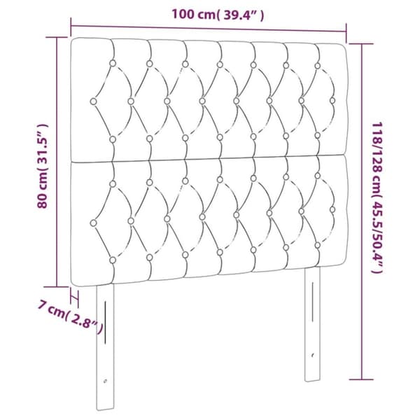vidaXL Sänggavel LED mörkgrå 100x7x118/128 cm tyg