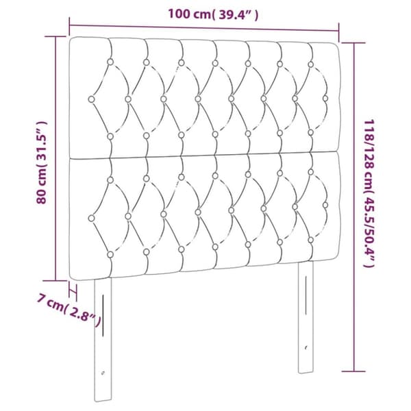 vidaXL Sänggavel LED mörkgrå 100x7x118/128 cm sammet