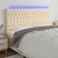Miniatyrbillede 2 af 6: vidaXL sengegavl med LED-lys 180x7x118/128 cm stof cremefarvet