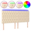 Miniatyrbillede 1 af 6: vidaXL sengegavl med LED-lys 180x7x118/128 cm stof cremefarvet