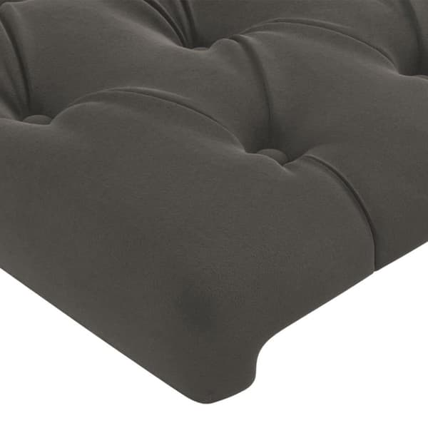 vidaXL sengegavl med LED-lys 100x7x118/128 cm fløjl mørkegrå