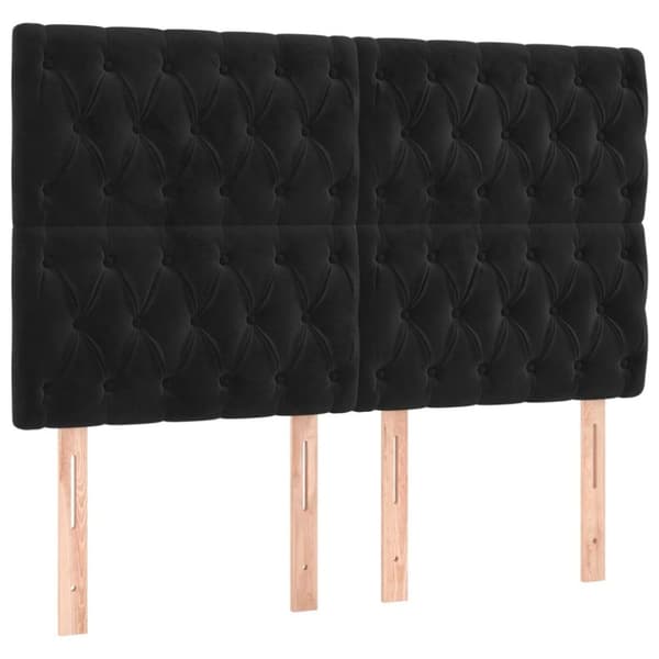 vidaXL sengegavl med LED-lys 160x7x118/128 cm fløjl sort