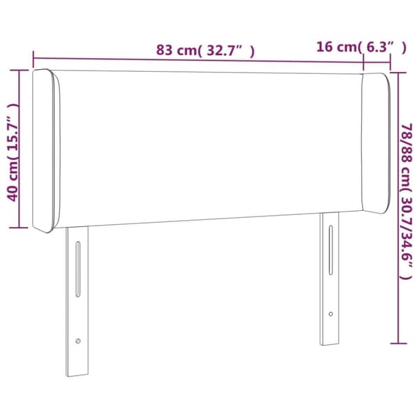 vidaXL sengegavl med LED-lys 83x16x78/88 cm stof mørkebrun