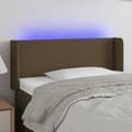 Miniatyrbillede 2 af 6: vidaXL sengegavl med LED-lys 103x16x78/88 cm stof mørkebrun