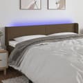 Miniatyrbillede 2 af 6: vidaXL sengegavl med LED-lys 183x16x78/88 cm stof mørkebrun