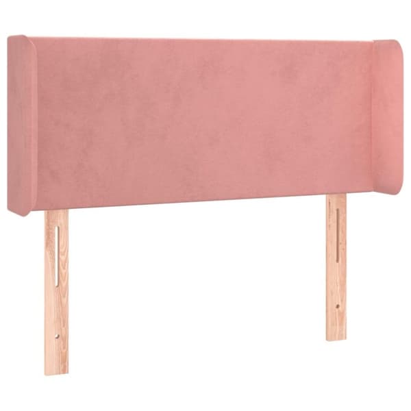 vidaXL sengegavl med LED-lys 83x16x78/88 cm fløjl lyserød