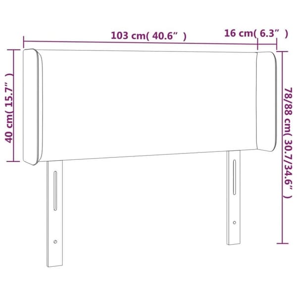 vidaXL sengegavl med LED-lys 103x16x78/88 cm fløjl mørkeblå