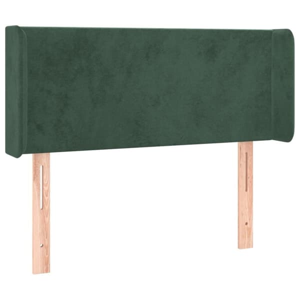 vidaXL sengegavl med LED-lys 103x16x78/88 cm fløjl mørkegrøn