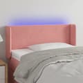 Miniatyrbillede 2 af 6: vidaXL sengegavl med LED-lys 103x16x78/88 cm fløjl lyserød