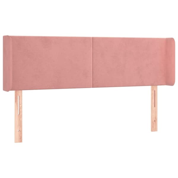 vidaXL sengegavl med LED-lys 147x16x78/88 cm fløjl lyserød
