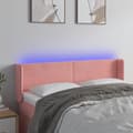 Miniatyrbillede 2 af 6: vidaXL sengegavl med LED-lys 147x16x78/88 cm fløjl lyserød