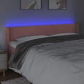 Miniatyrbillede 4 af 6: vidaXL sengegavl med LED-lys 163x16x78/88 cm fløjl lyserød
