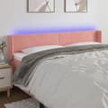 Miniatyrbillede 2 af 6: vidaXL sengegavl med LED-lys 163x16x78/88 cm fløjl lyserød