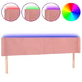 Miniatyrbillede 1 af 6: vidaXL sengegavl med LED-lys 163x16x78/88 cm fløjl lyserød