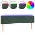 Miniatyrbillede 1 af 6: vidaXL sengegavl med LED-lys 183x16x78/88 cm fløjl mørkegrøn
