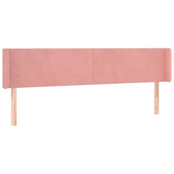 vidaXL sengegavl med LED-lys 203x16x78/88 cm fløjl lyserød