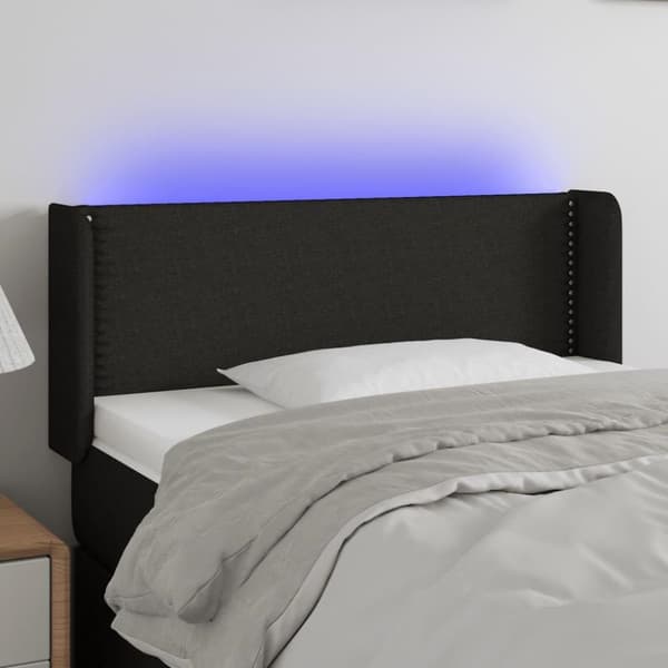 vidaXL sengegavl med LED-lys 83x16x78/88 cm stof sort
