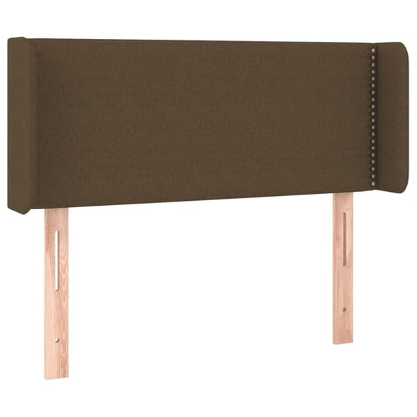 vidaXL sengegavl med LED-lys 83x16x78/88 cm stof mørkebrun