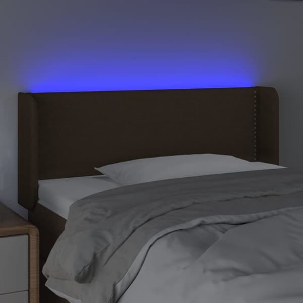 vidaXL sengegavl med LED-lys 83x16x78/88 cm stof mørkebrun