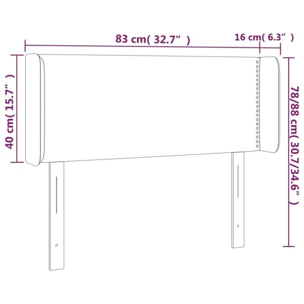 vidaXL sengegavl med LED-lys 83x16x78/88 cm stof mørkebrun