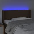 Miniatyrbillede 4 af 6: vidaXL sengegavl med LED-lys 93x16x78/88 cm stof mørkebrun