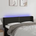 Miniatyrbillede 1 af 6: vidaXL sengegavl med LED-lys 147x16x78/88 cm stof sort