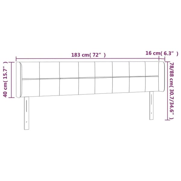 vidaXL Sänggavel LED blå 183x16x78/88 cm tyg