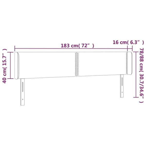vidaXL sengegavl med LED-lys 183x16x78/88 cm stof sort