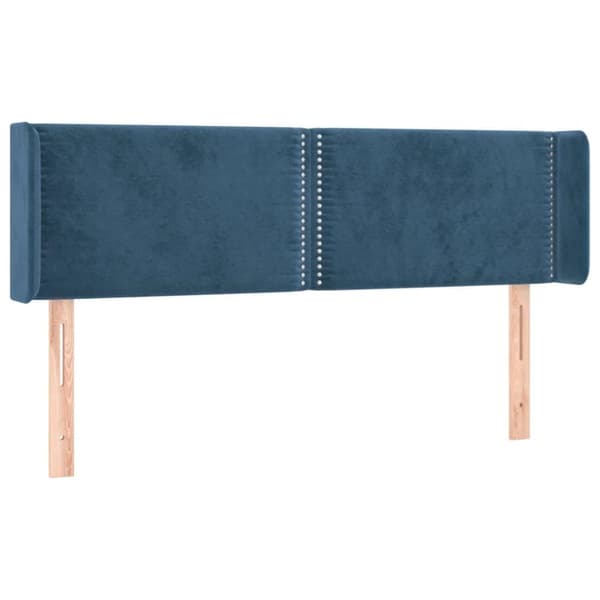 vidaXL sengegavl med LED-lys 147x16x78/88 cm fløjl mørkeblå