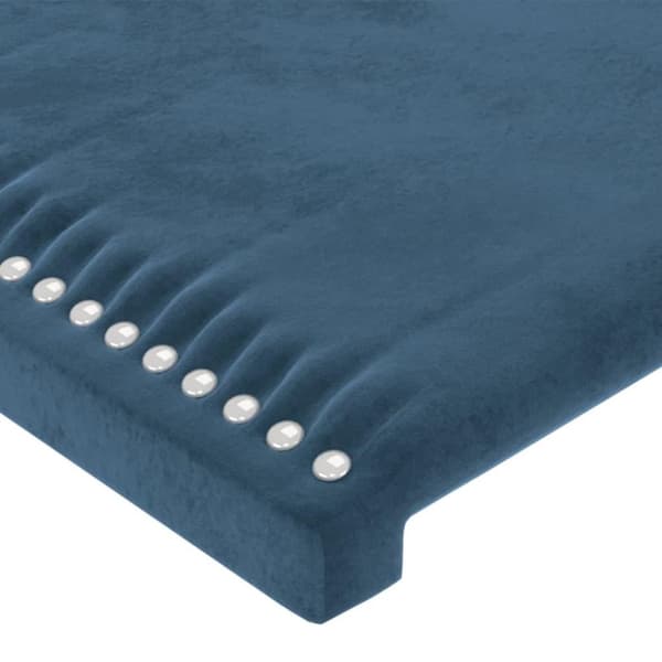 vidaXL sengegavl med LED-lys 147x16x78/88 cm fløjl mørkeblå