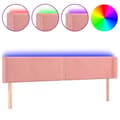 Miniatyrbillede 1 af 6: vidaXL sengegavl med LED-lys 163x16x78/88 cm fløjl lyserød