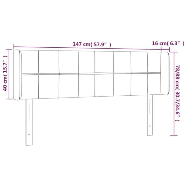 vidaXL sengegavl med LED-lys 147x16x78/88 cm stof sort