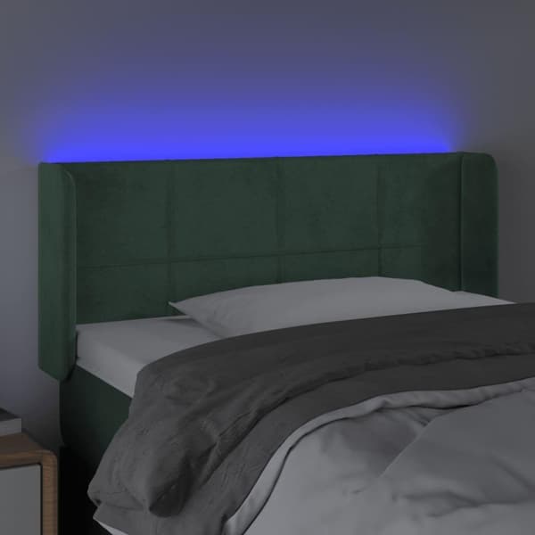 vidaXL sengegavl med LED-lys 83x16x78/88 cm fløjl Mørkegrøn