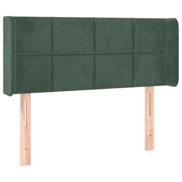 vidaXL sengegavl med LED-lys 93x16x78/88 cm fløjl Mørkegrøn