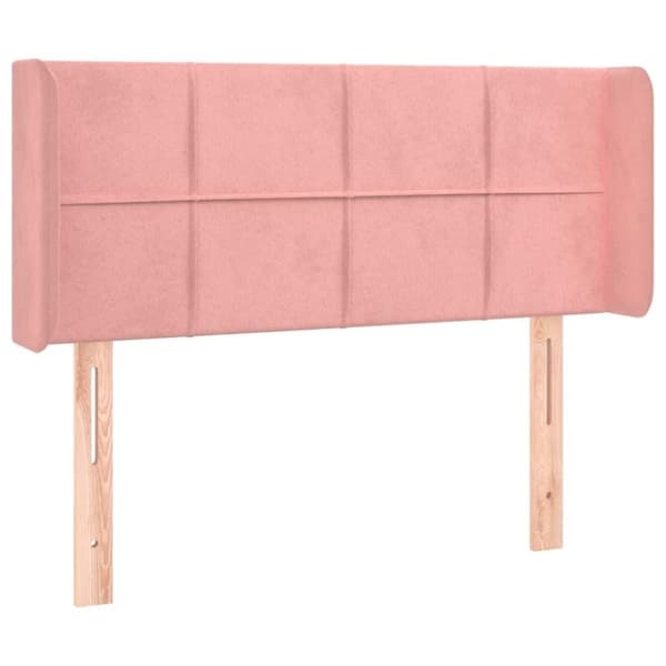 vidaXL sengegavl med LED-lys 93x16x78/88 cm fløjl lyserød