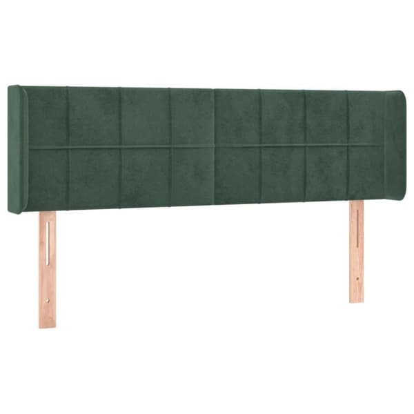 vidaXL sengegavl med LED-lys 147x16x78/88 cm fløjl mørkegrøn