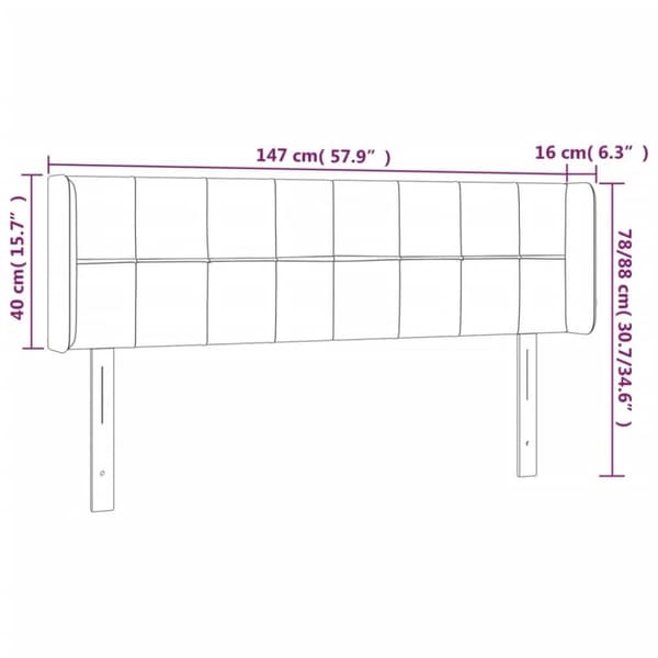 vidaXL sengegavl med LED-lys 147x16x78/88 cm fløjl mørkegrøn
