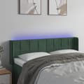 Miniatyrbillede 2 af 6: vidaXL sengegavl med LED-lys 147x16x78/88 cm fløjl mørkegrøn