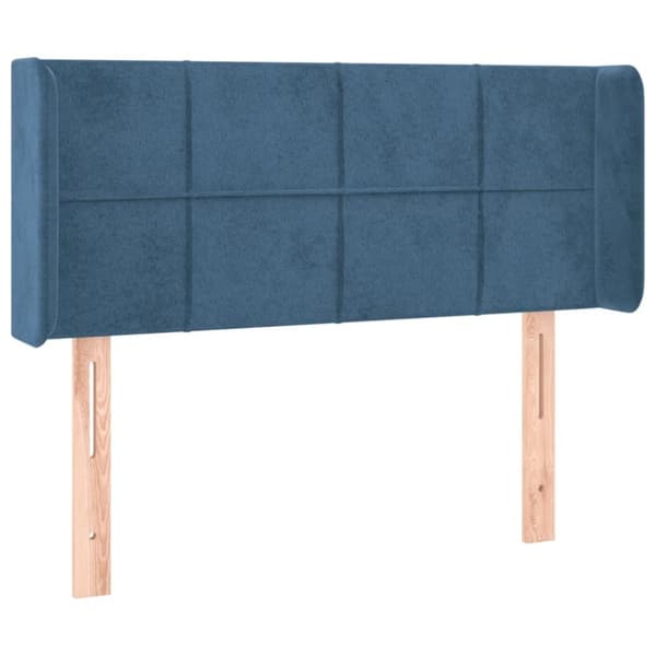 vidaXL sengegavl med LED-lys 103x16x78/88 cm fløjl mørkeblå