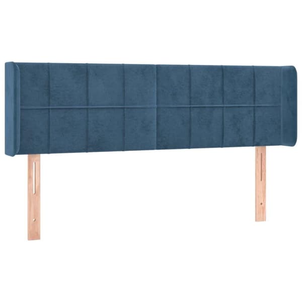 vidaXL sengegavl med LED-lys 147x16x78/88 cm fløjl mørkeblå