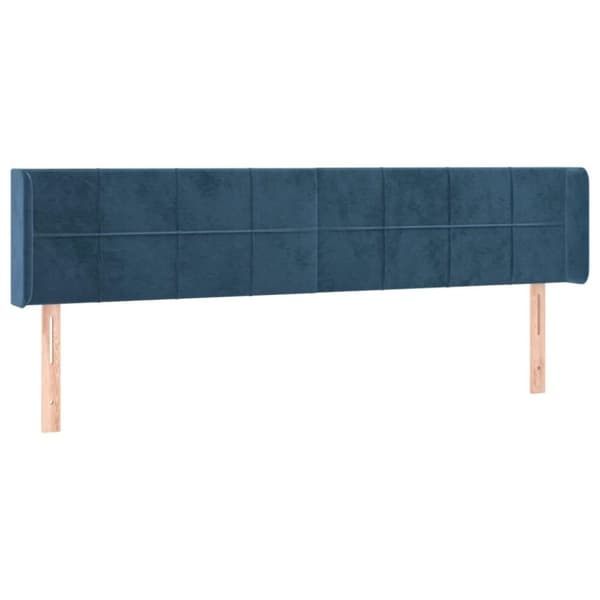 vidaXL sengegavl med LED-lys 163x16x78/88 cm fløjl mørkeblå