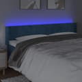 Miniatyrbillede 4 af 6: vidaXL sengegavl med LED-lys 163x16x78/88 cm fløjl mørkeblå