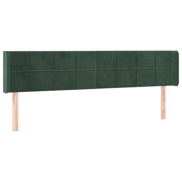 vidaXL sengegavl med LED-lys 163x16x78/88 cm fløjl mørkegrøn