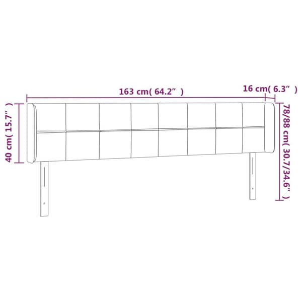vidaXL sengegavl med LED-lys 163x16x78/88 cm fløjl mørkegrøn