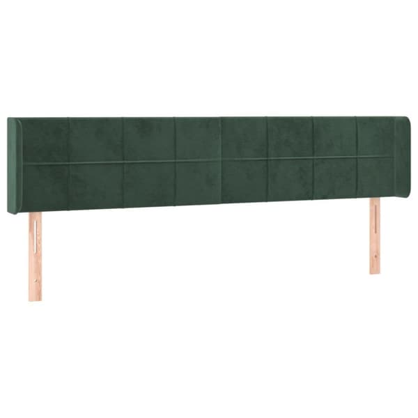 vidaXL sengegavl med LED-lys 183x16x78/88 cm fløjl mørkegrøn
